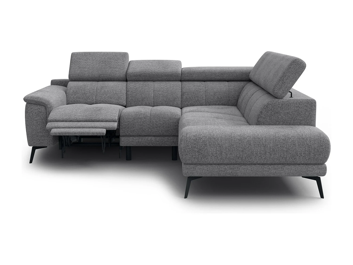 FIERO Ecksofa 4-Sitzer mit 1 Relaxfunktion und verstellbare Kopfstützen, grau