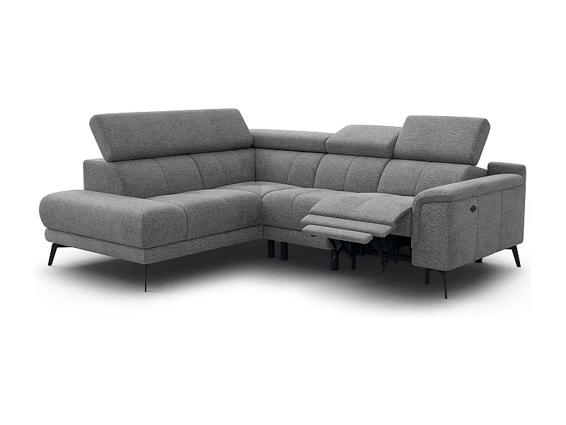 FIERO Ecksofa 4-Sitzer mit 1 Relaxfunktion und verstellbare Kopfstützen, grau