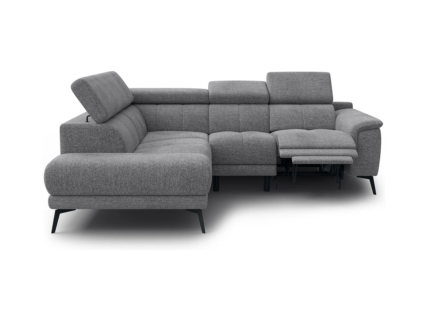 FIERO Ecksofa 4-Sitzer mit 1 Relaxfunktion und verstellbare Kopfstützen, grau