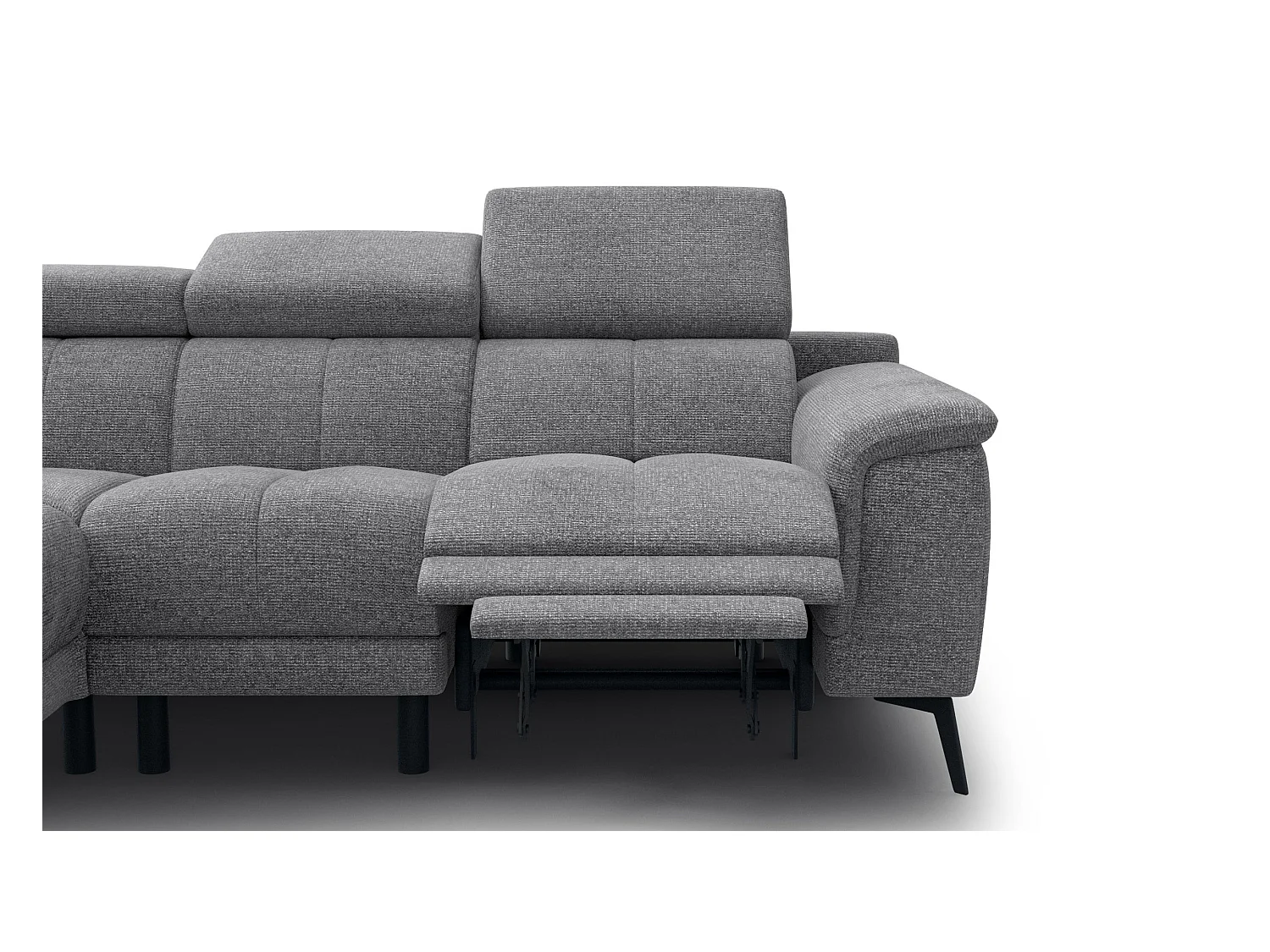 Canapé d'angle 4 places avec  1 relax électrique tissu gris - FIERO