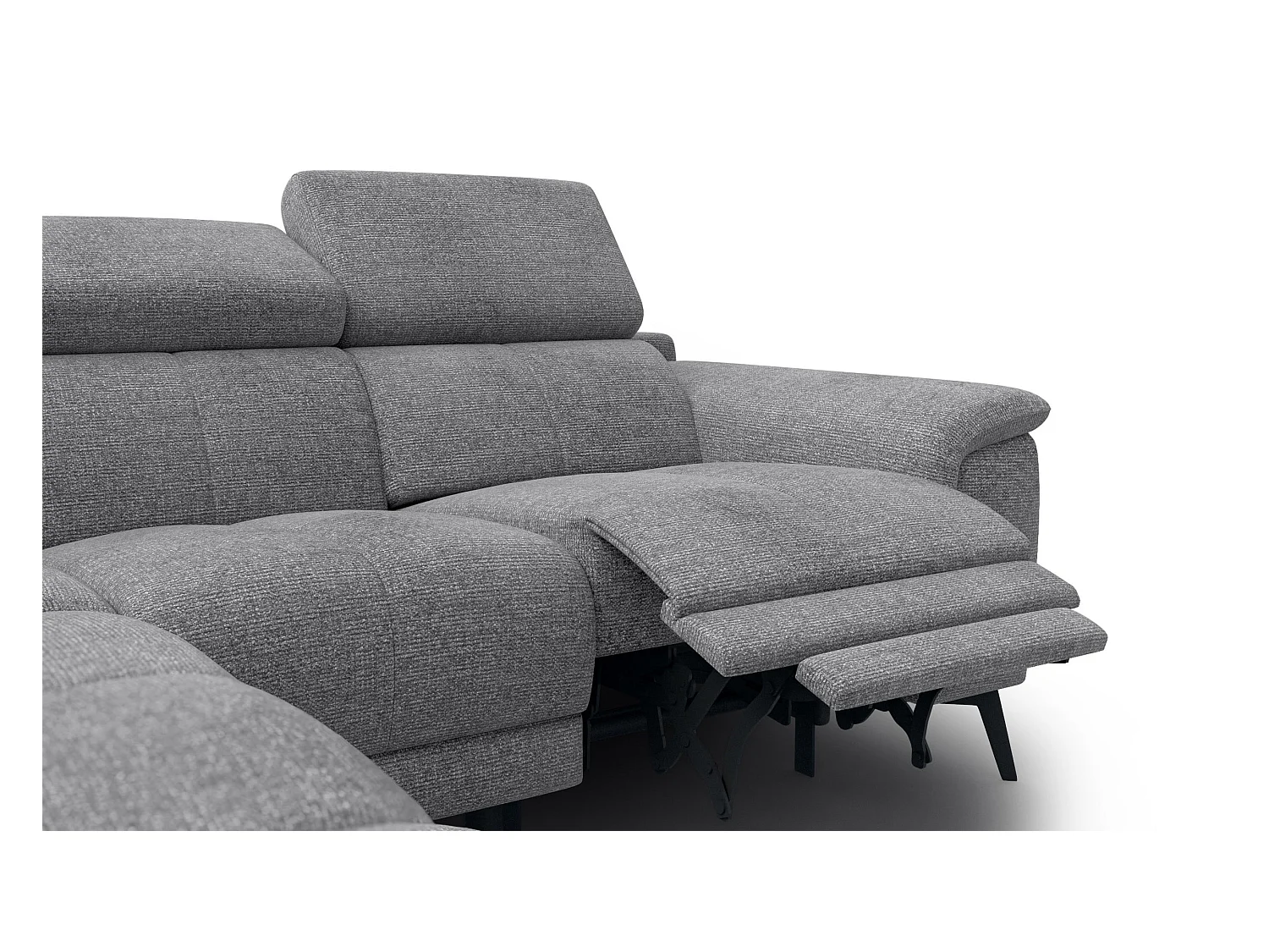 Canapé d'angle 4 places avec  1 relax électrique tissu gris - FIERO