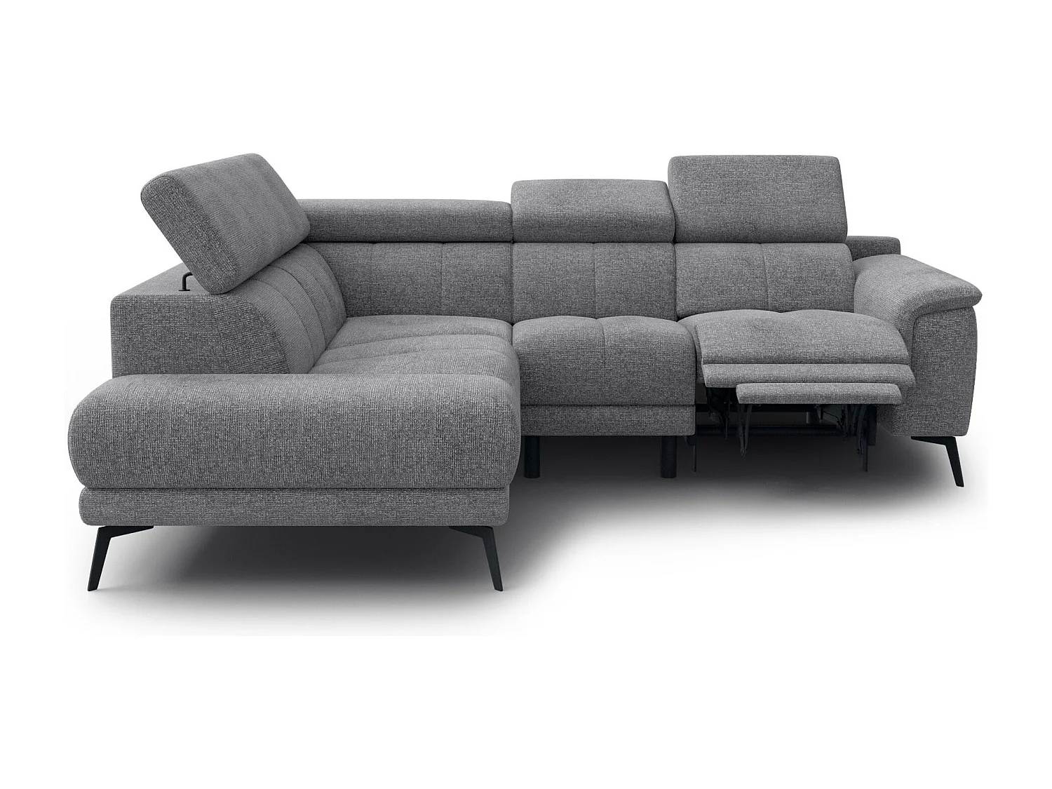 Canapé d'angle 4 places avec  1 relax électrique tissu gris - FIERO