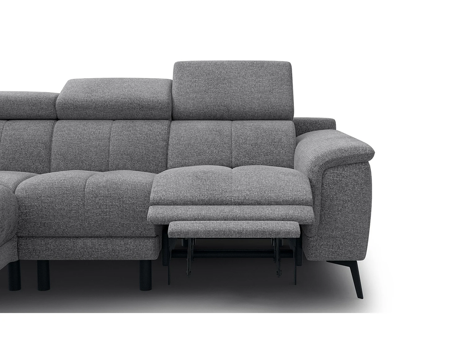 Canapé d'angle 4 places avec  1 relax électrique tissu gris - FIERO