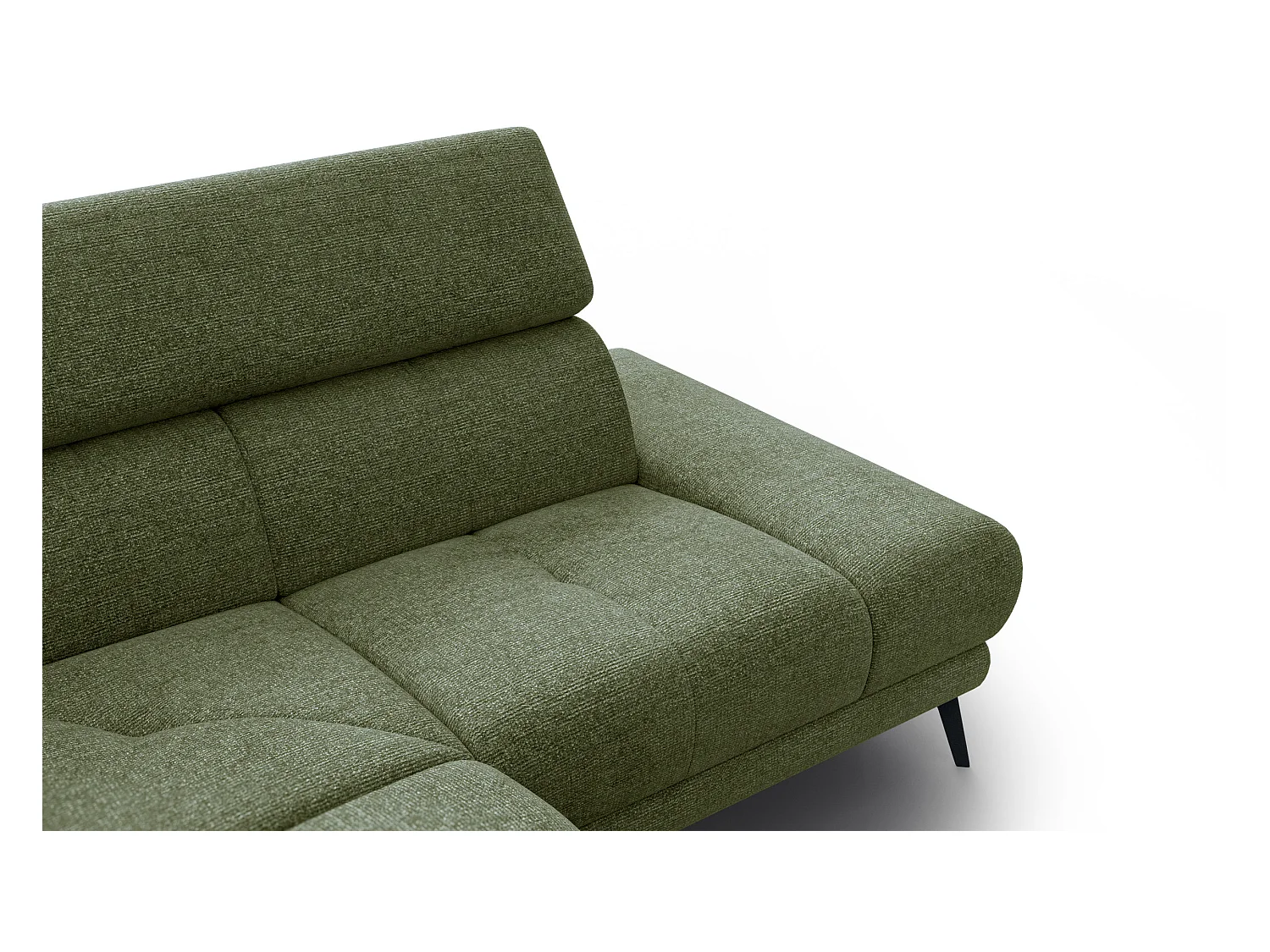 FIERO Ecksofa 4-Sitzer mit 1 Relaxfunktion und verstellbare Kopfstützen, olive