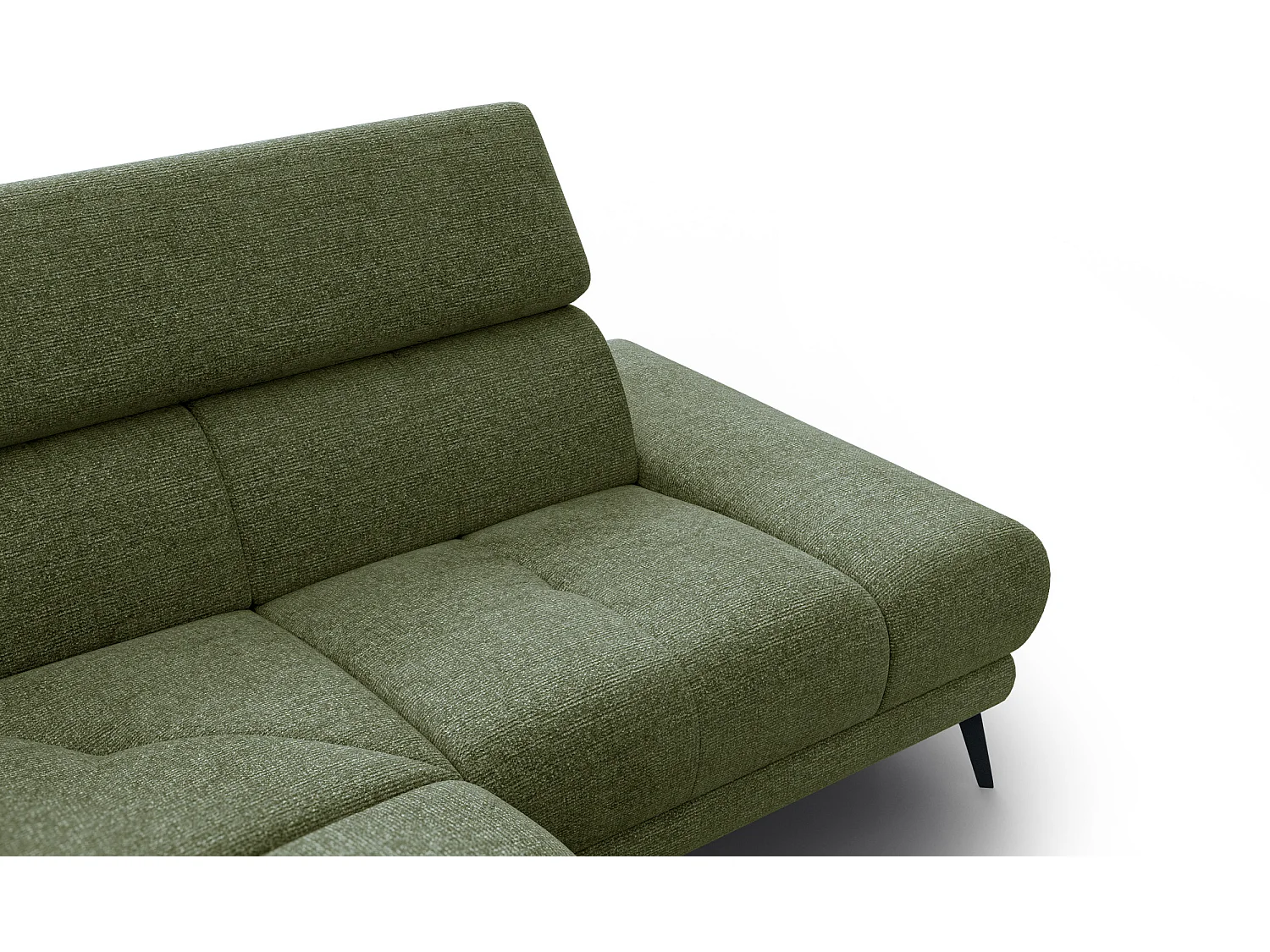 Canapé d'angle 4 places avec  1 relax électrique tissu olive - FIERO