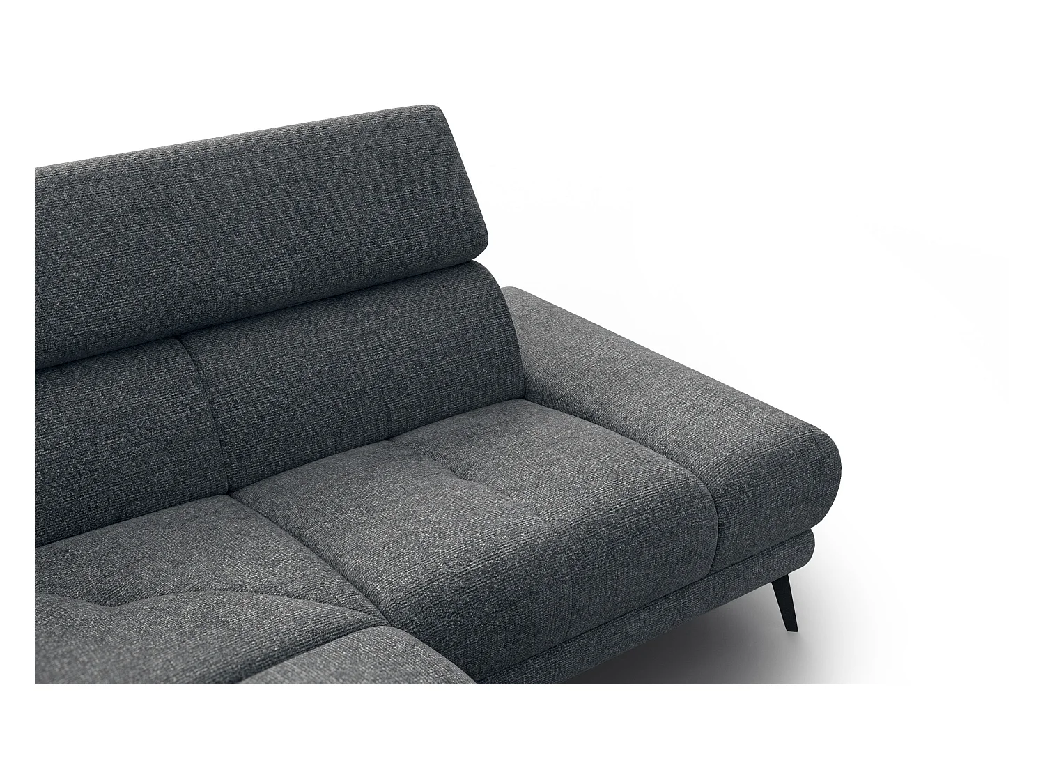 FIERO Ecksofa 4-Sitzer mit 1 Relaxfunktion und verstellbare Kopfstützen, dunkelgrau