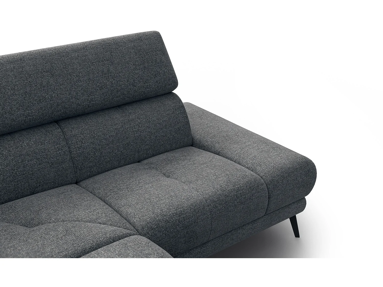FIERO Ecksofa 4-Sitzer mit 1 Relaxfunktion und verstellbare Kopfstützen, dunkelgrau