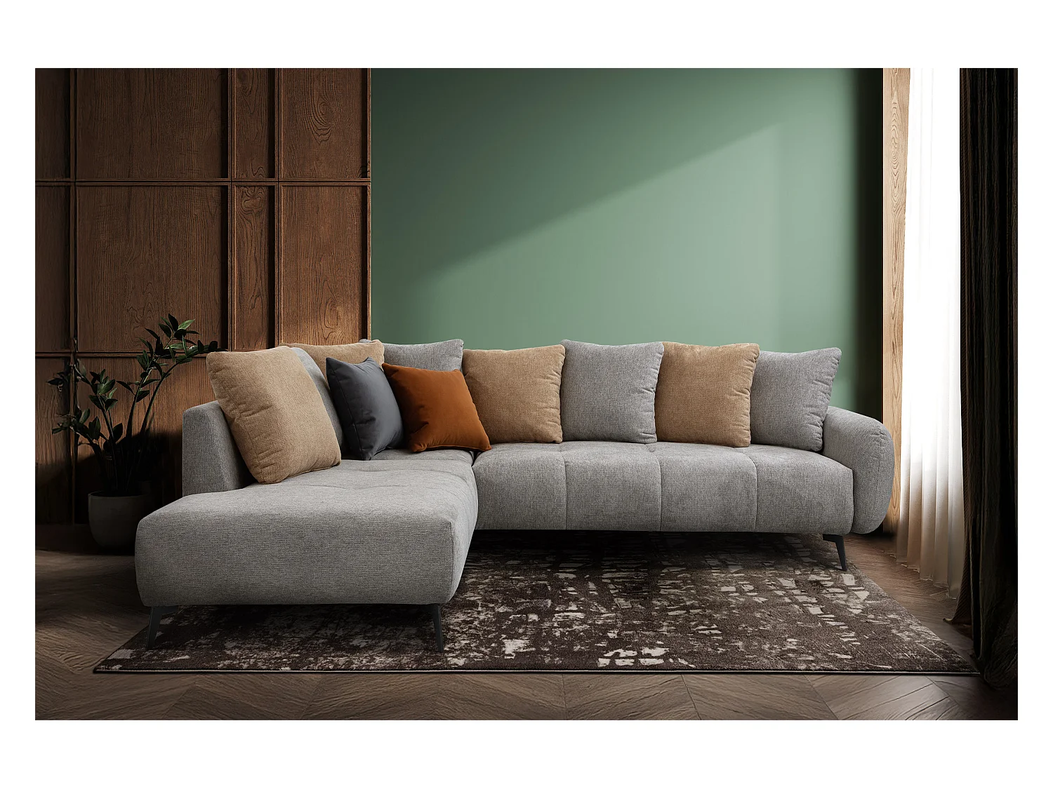 EVENTO Ecksofa 5-Sitzer rechts, platingrau