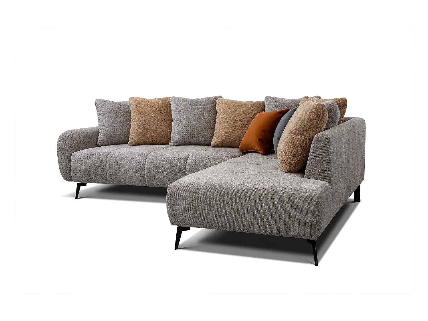 EVENTO Ecksofa 5-Sitzer rechts, platingrau