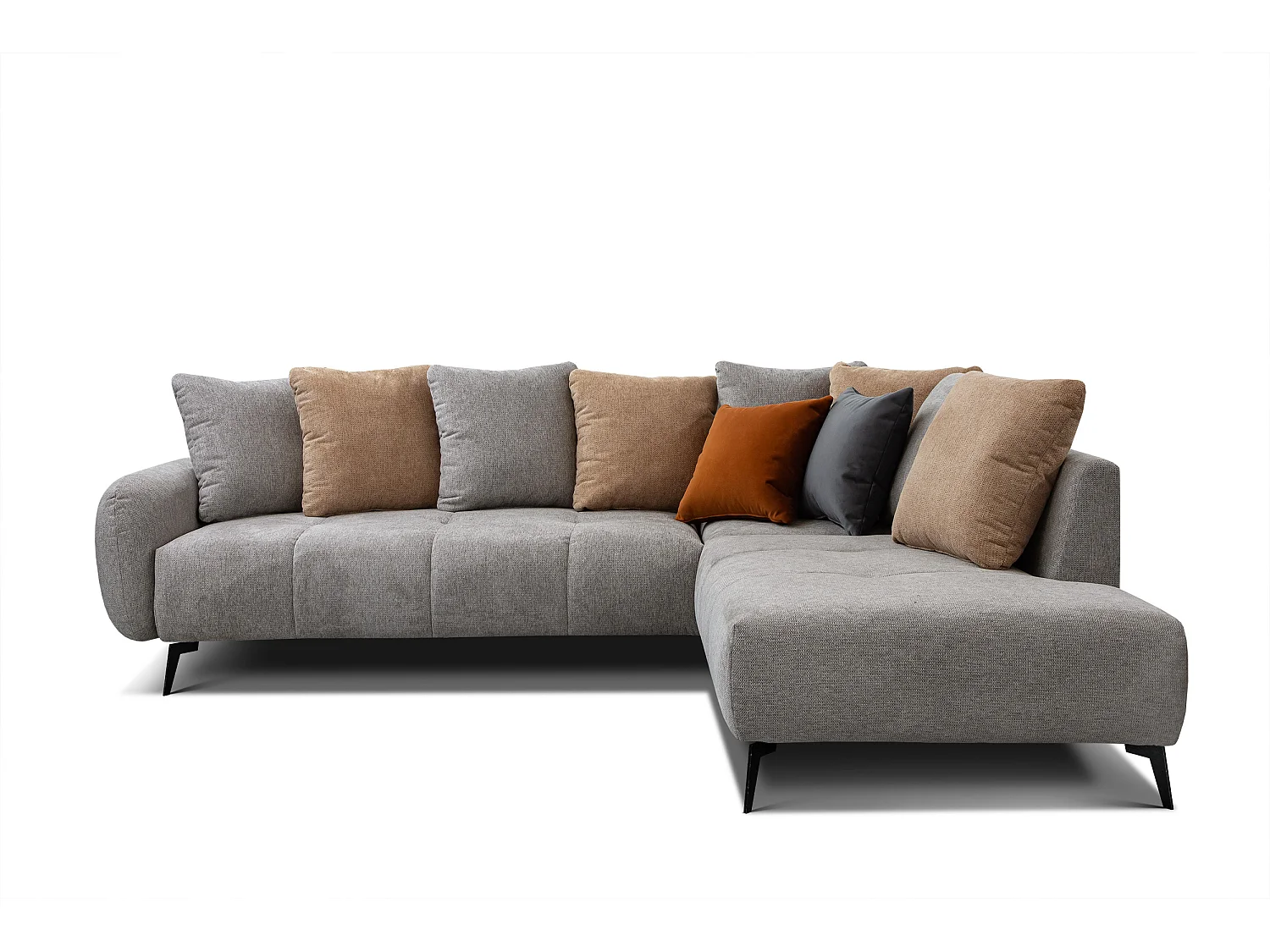 Canapé d'angle droit 5 places tissu gris chaud - EVENTO