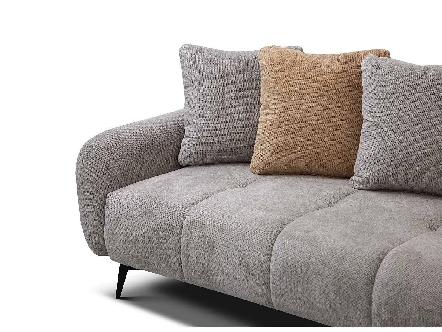 Canapé d'angle droit 5 places tissu gris chaud - EVENTO