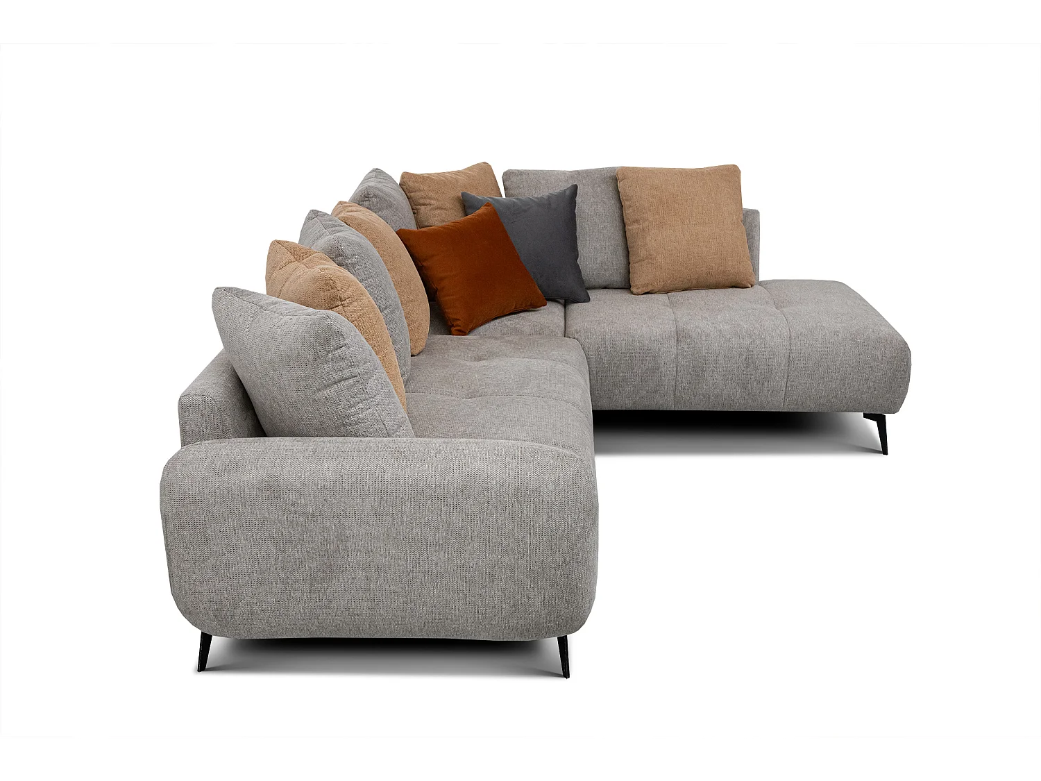 Canapé d'angle droit 5 places tissu gris chaud - EVENTO