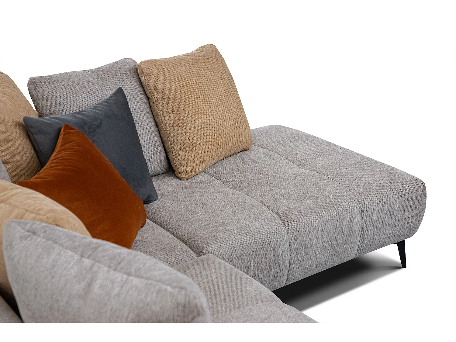 Canapé d'angle droit 5 places tissu gris chaud - EVENTO