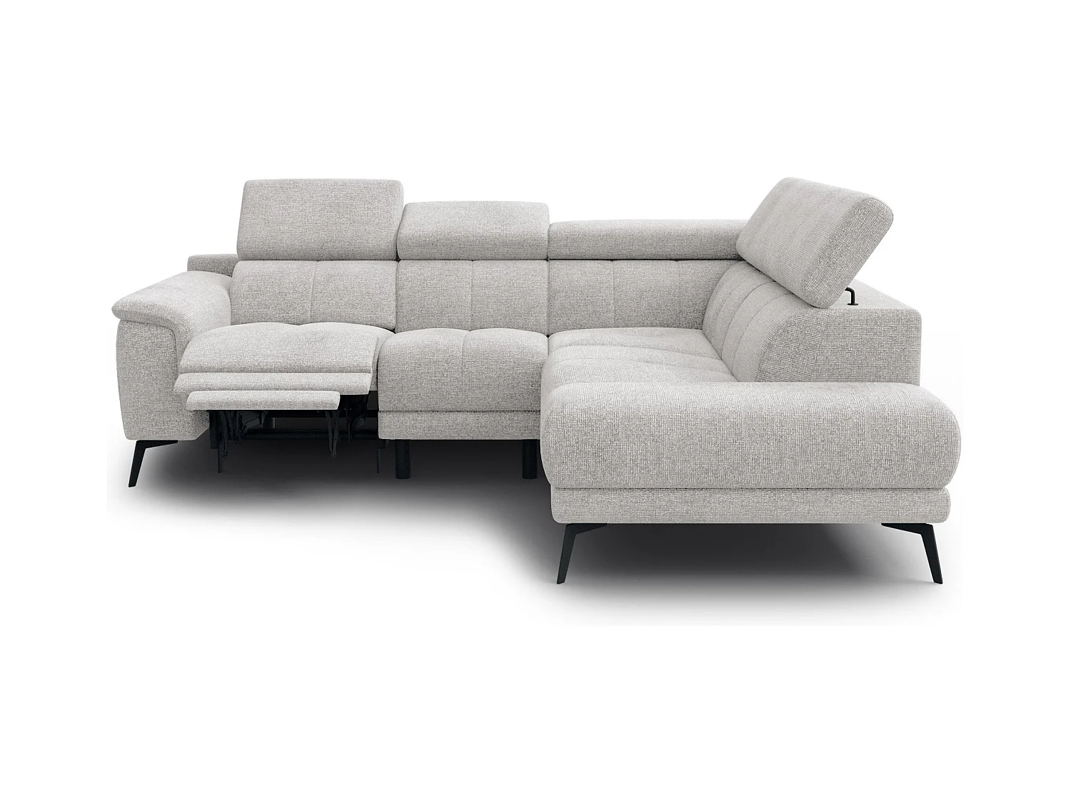 FIERO Ecksofa 4-Sitzer mit 1 Relaxfunktion und verstellbare Kopfstützen, creme