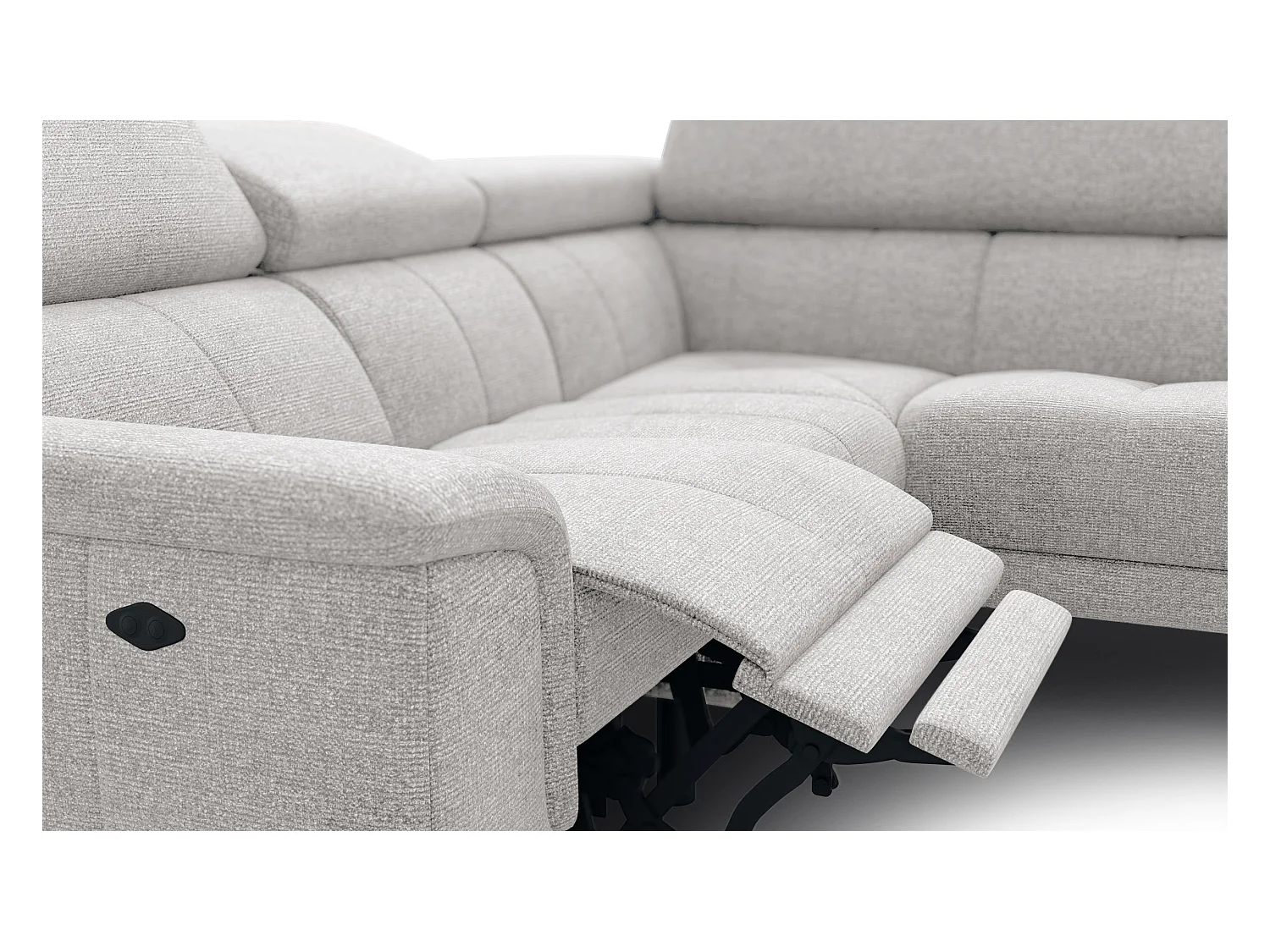 FIERO Ecksofa 4-Sitzer mit 1 Relaxfunktion und verstellbare Kopfstützen, creme