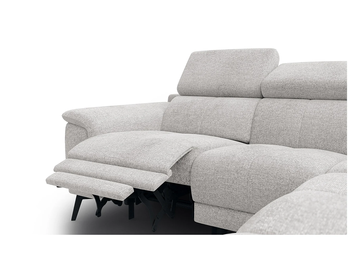 FIERO Ecksofa 4-Sitzer mit 1 Relaxfunktion und verstellbare Kopfstützen, creme