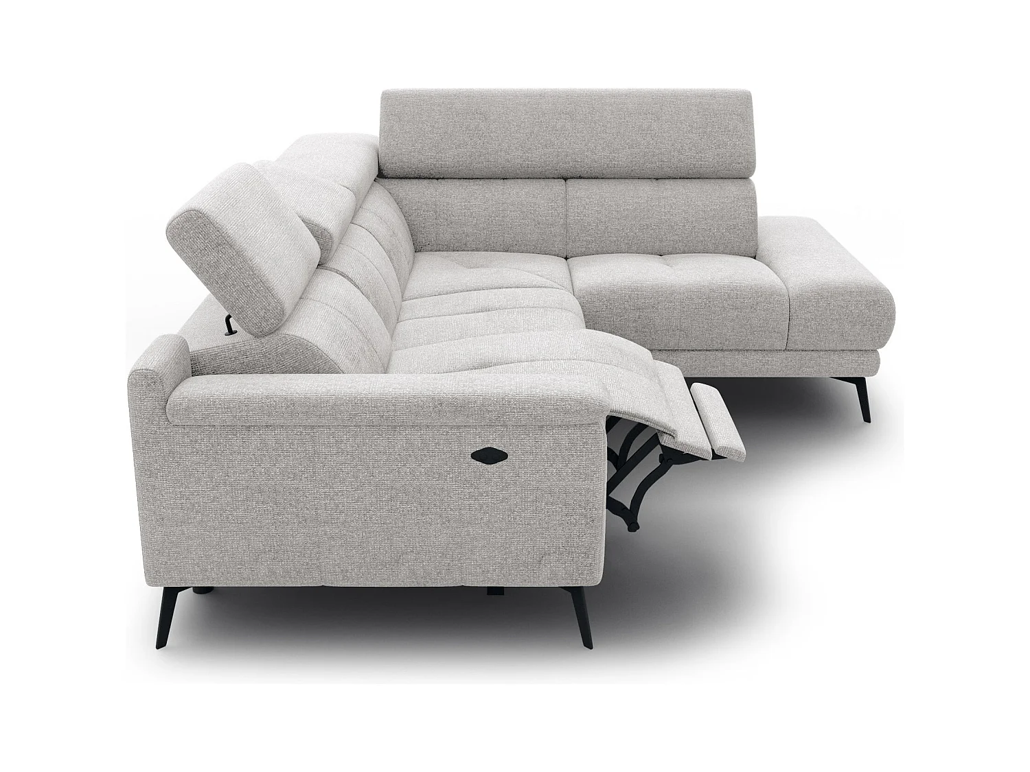 FIERO Ecksofa 4-Sitzer mit 1 Relaxfunktion und verstellbare Kopfstützen, creme