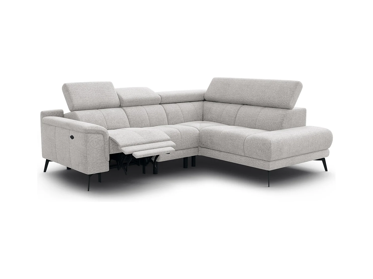 Canapé d'angle 4 places avec  1 relax électrique tissu crème - FIERO