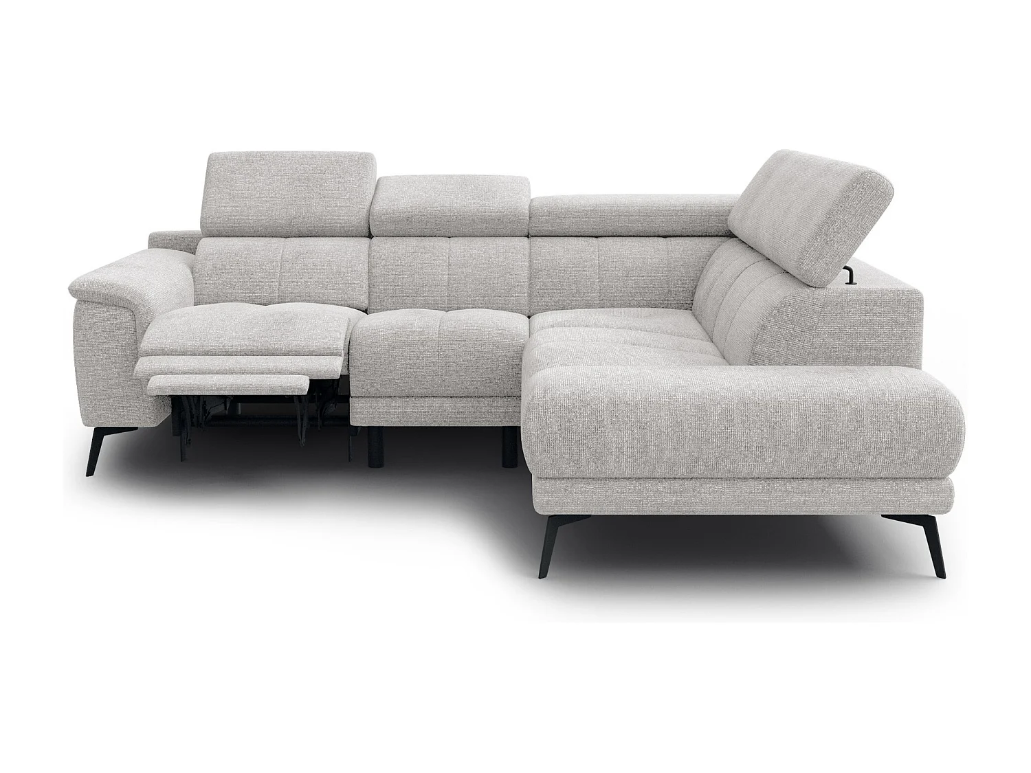 Canapé d'angle 4 places avec  1 relax électrique tissu crème - FIERO