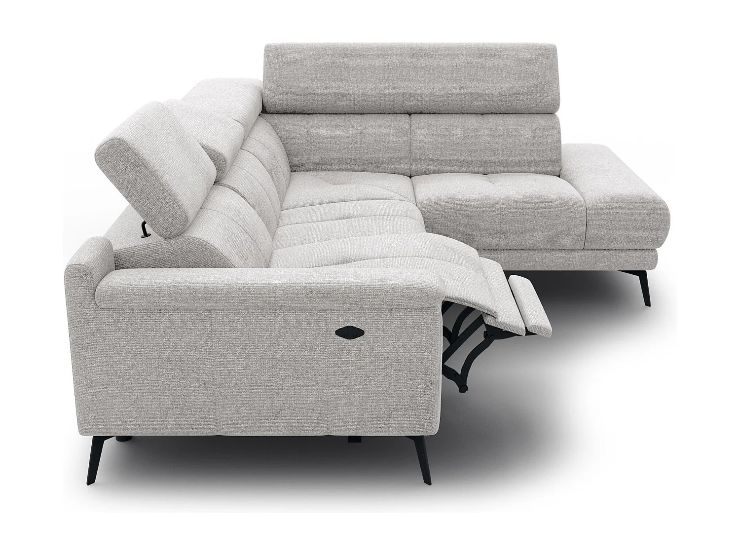 Canapé d'angle 4 places avec  1 relax électrique tissu crème - FIERO