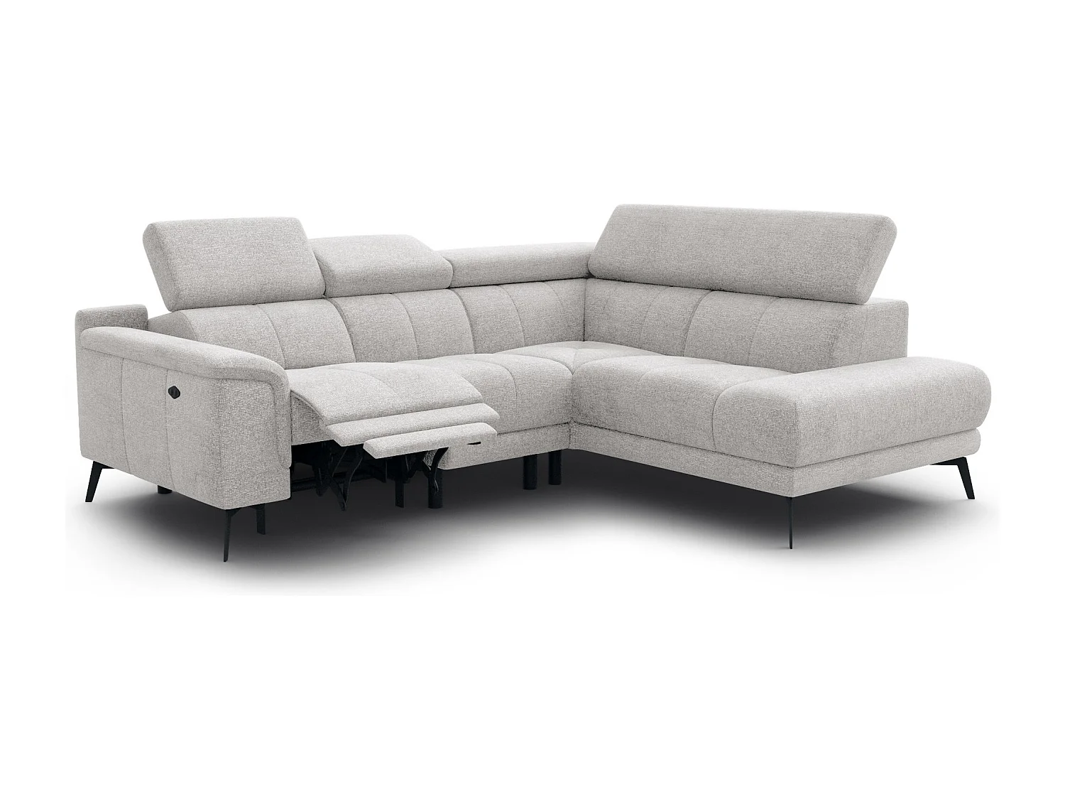 FIERO Ecksofa 4-Sitzer mit 1 Relaxfunktion und verstellbare Kopfstützen, creme