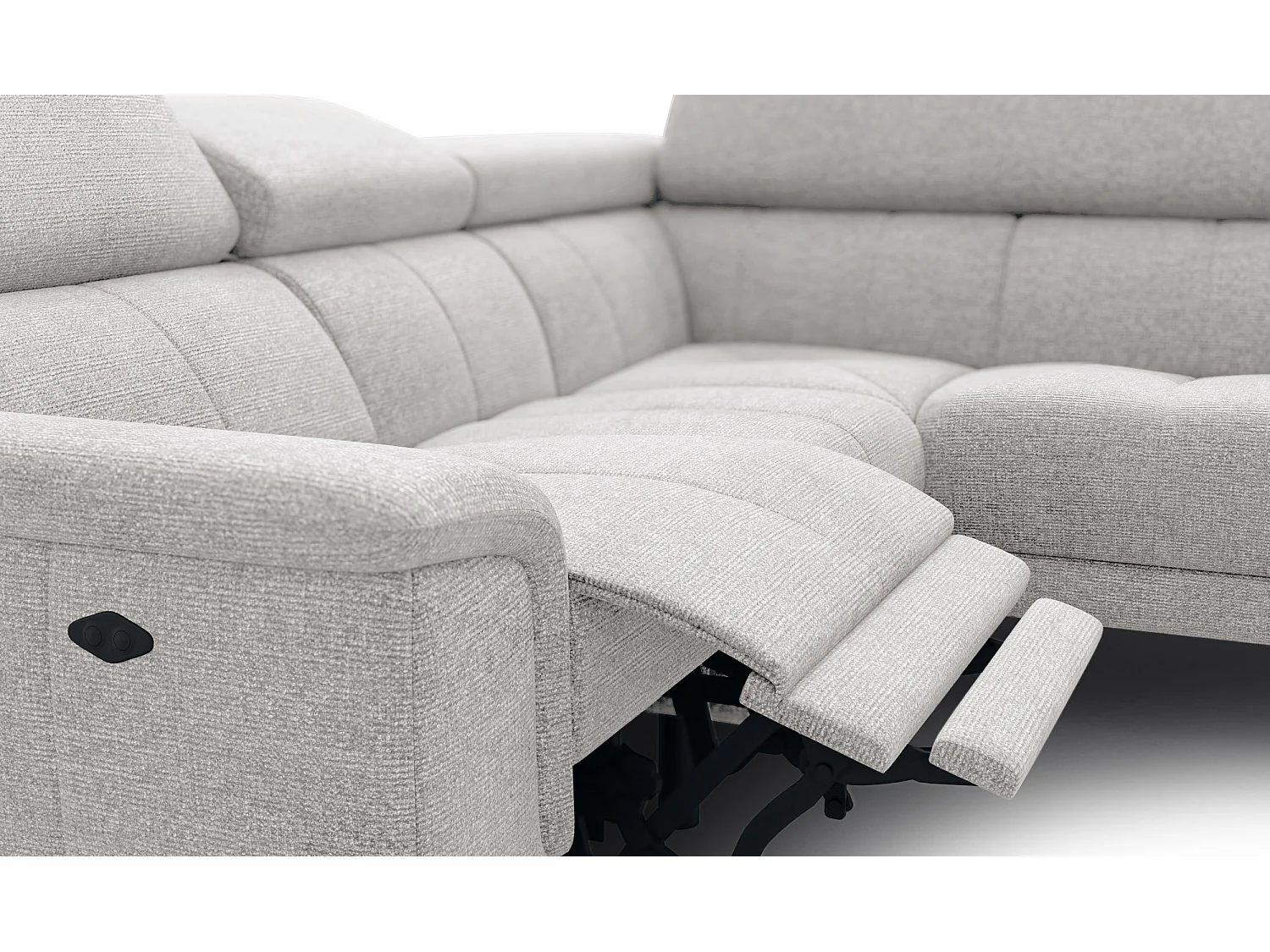 FIERO Ecksofa 4-Sitzer mit 1 Relaxfunktion und verstellbare Kopfstützen, creme