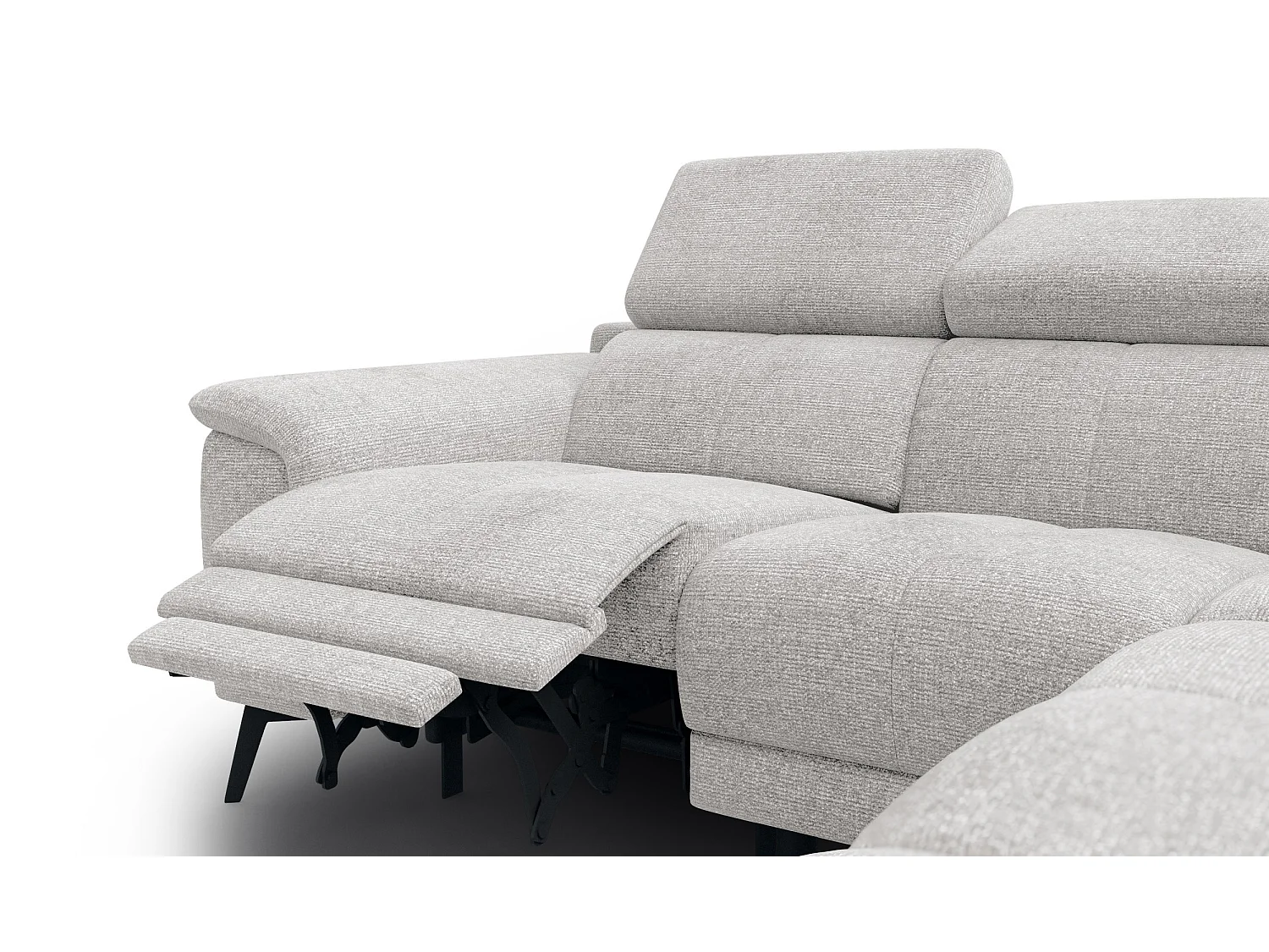 FIERO Ecksofa 4-Sitzer mit 1 Relaxfunktion und verstellbare Kopfstützen, creme