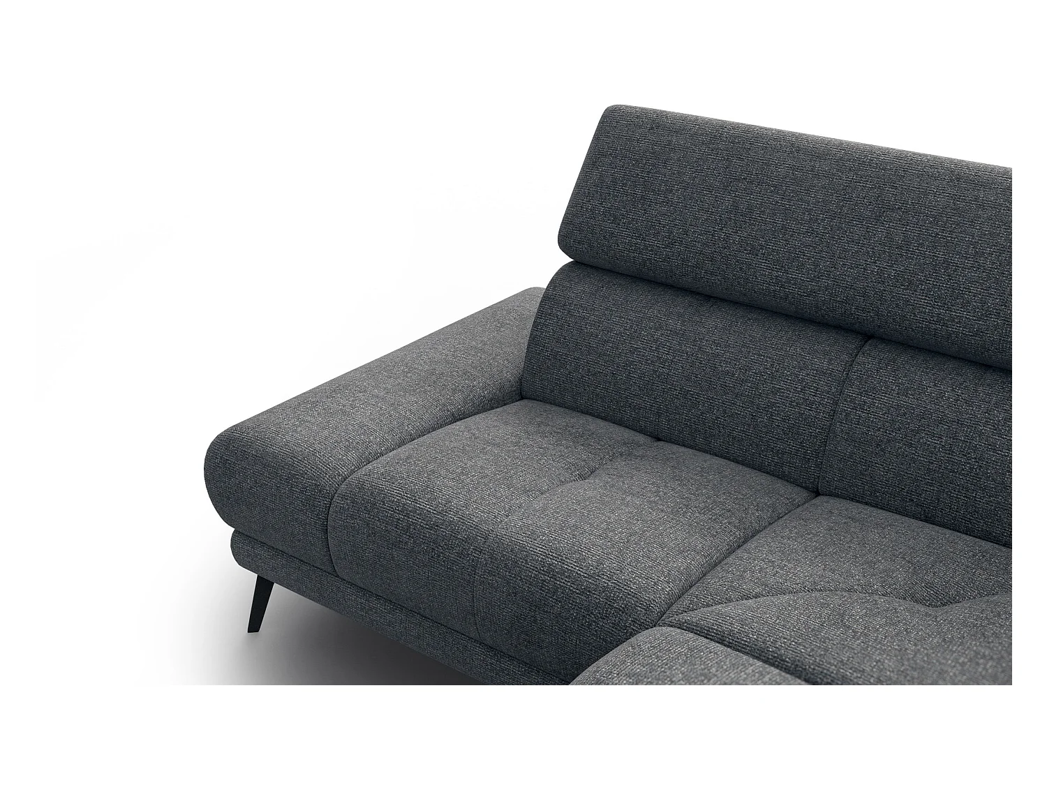 FIERO Ecksofa 4-Sitzer mit 1 Relaxfunktion und verstellbare Kopfstützen, dunkelgrau