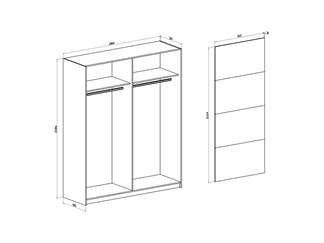 Armadio 2 ante scorrevoli olmo perla Corrent 180x56,7x218,6H