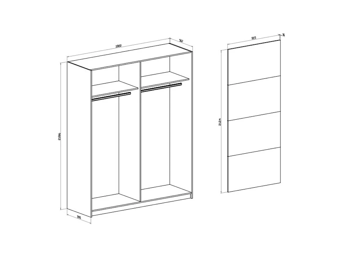 Armadio 2 ante scorrevoli bianco Corrent 180x56,7x218,6H