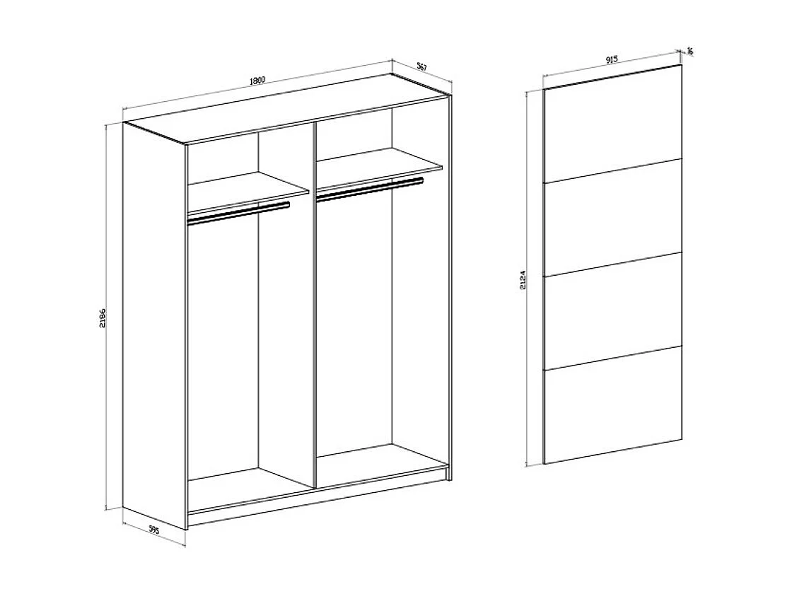 Armadio 2 ante scorrevoli bianco Corrent 180x56,7x218,6H
