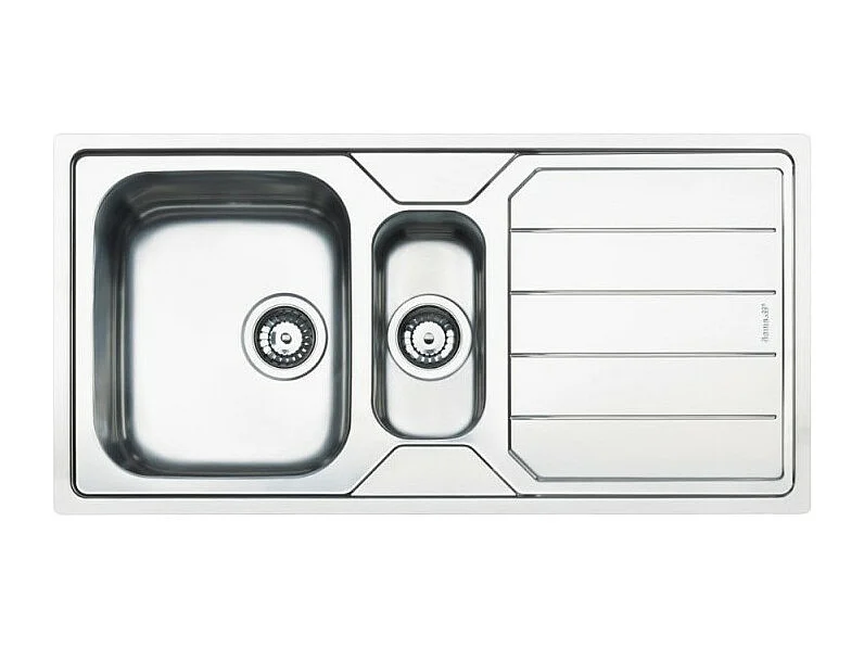 Lavello incasso 2 vasche e gocciolatoio reversibile 100x50 Smeg LFB112 inox spazzolato