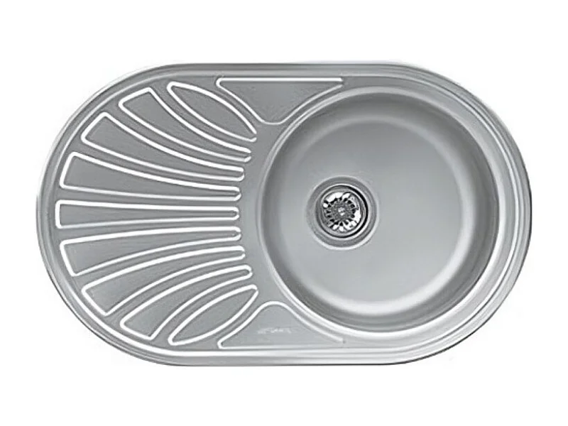 Lavello ovale incasso 1 vasca e gocciolatoio sinistro 78x48 Smeg LMEL77S inox