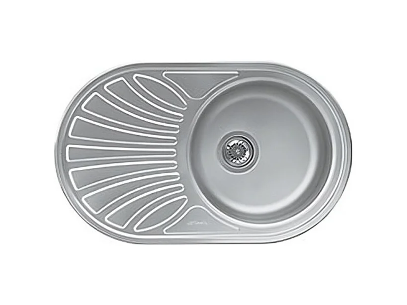 Lavello ovale incasso 1 vasca e gocciolatoio sinistro 78x48 Smeg LMEL77S inox