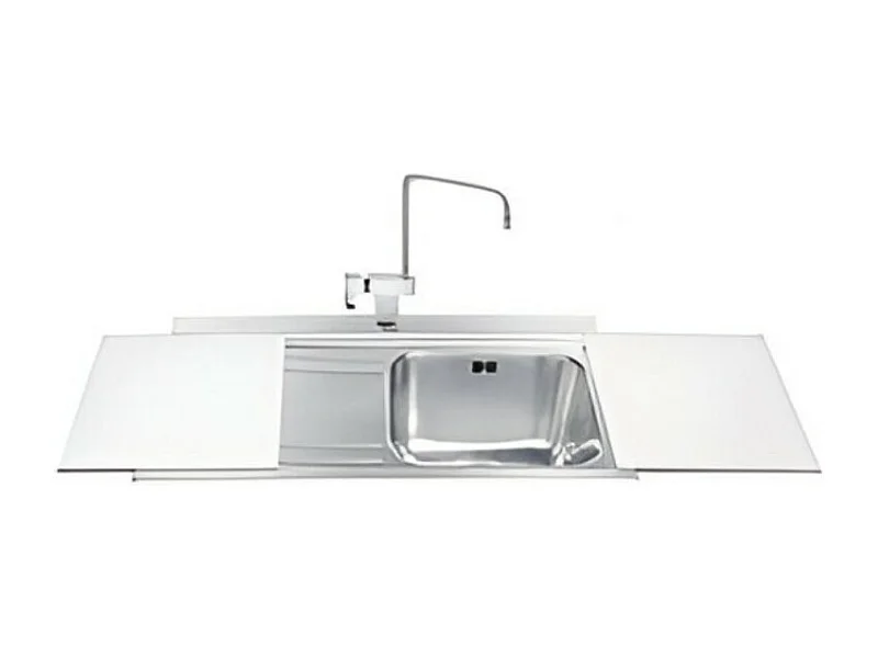 Lavello incasso 1 vasca e gocciolatoio sinistro con taglieri in vetro bianco Smeg LI91BS inox