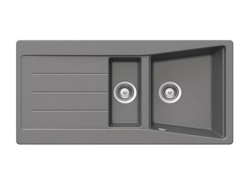 Lavello incasso 2 vasche e gocciolatoio reversibile 100x50 Smeg LS102T titanio