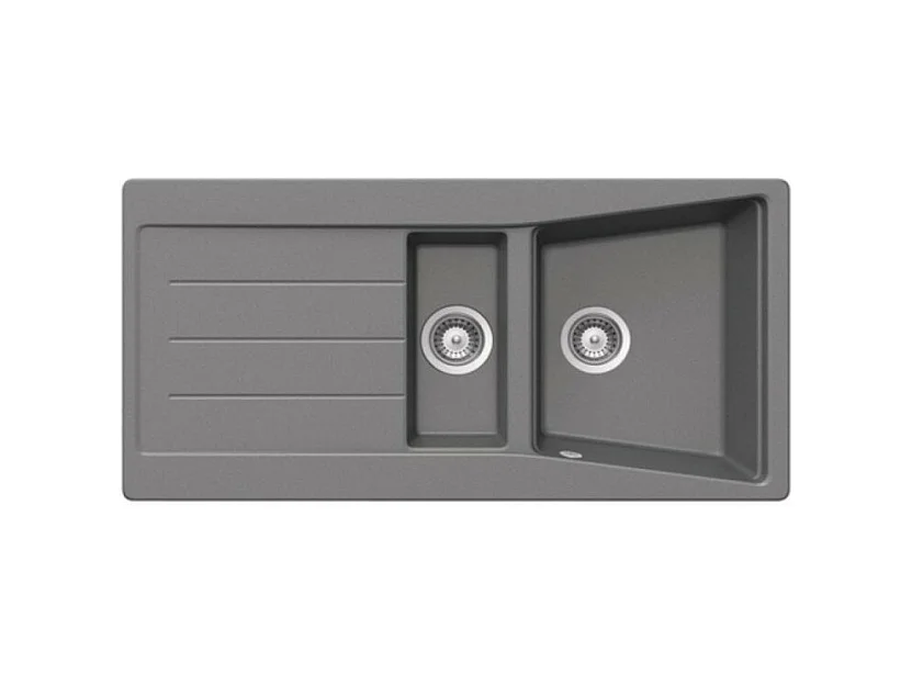 Lavello incasso 2 vasche e gocciolatoio reversibile 100x50 Smeg LS102T titanio