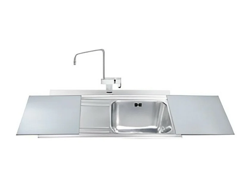 Lavello incasso 1 vasca e gocciolatoio sinistro con taglieri in vetro silver Smeg LI91SGS inox