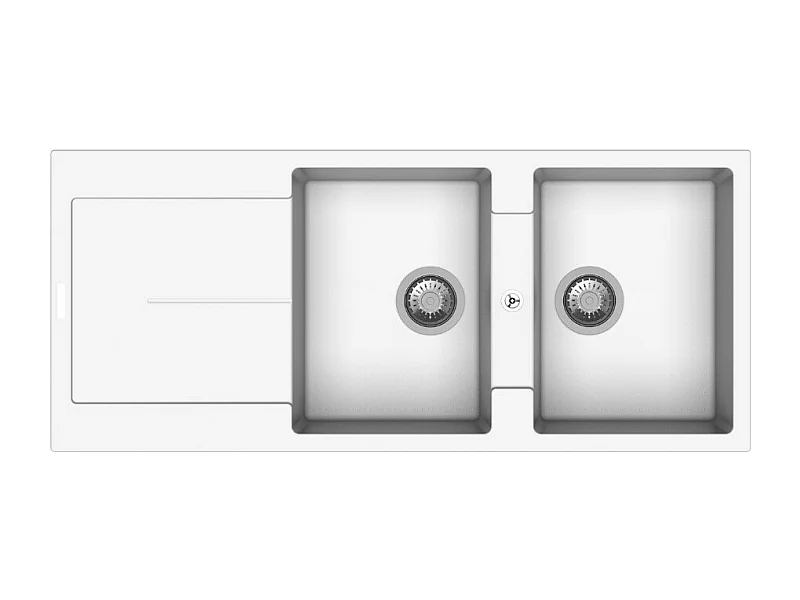 Lavello cucina 2 vasche e gocciolatoio bianco 116x50 Enigma D200