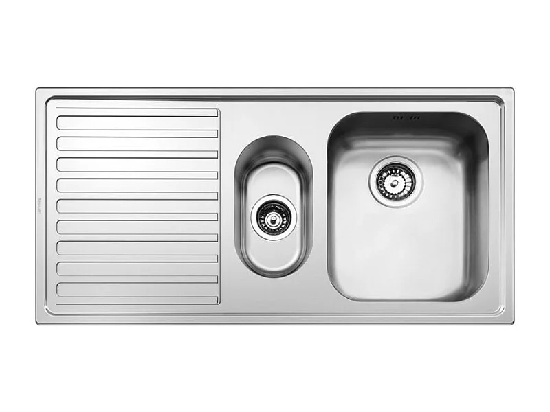 Lavello incasso semifilo 2 vasche e gocciolatoio sinistro 100x50 Smeg LL102S2 inox spazzolato