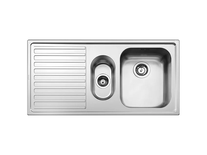 Lavello incasso semifilo 2 vasche e gocciolatoio sinistro 100x50 Smeg LL102S2 inox spazzolato