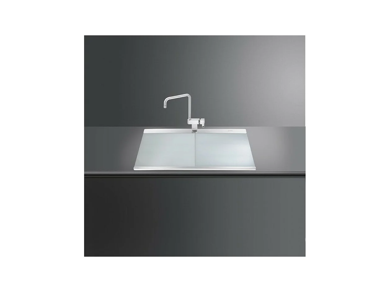 Lavello incasso 1 vasca e gocciolatoio destro con taglieri in vetro Smeg LI91SGD inox