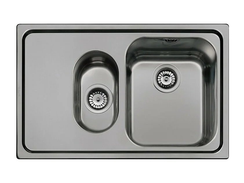 Lavello incasso 2 vasche e gocciolatoio sinistro 79x50 Smeg SP7915SN acciaio inox nero