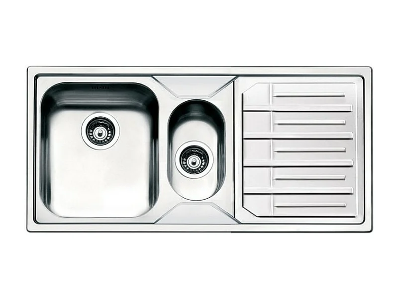 Lavello incasso semifilo 2 vasche e gocciolatoio destro 100x50 Smeg LP102D2 inox