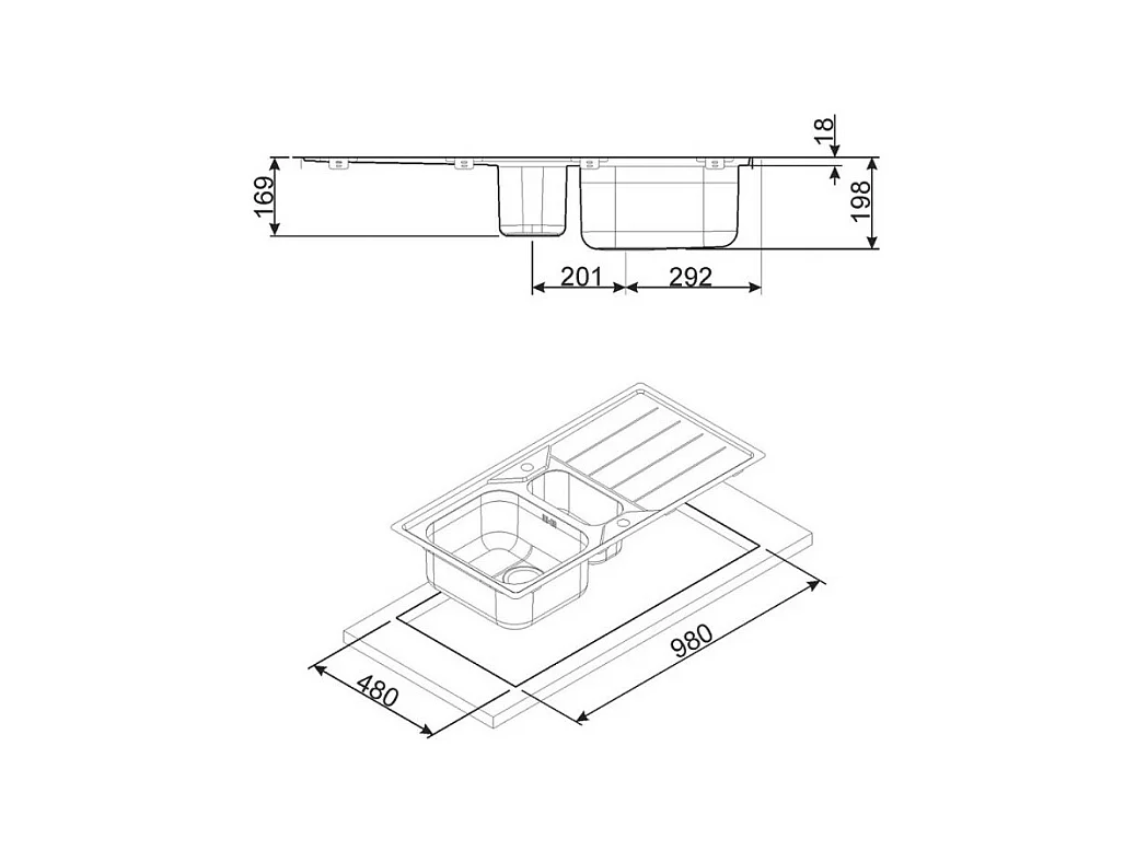 Lavello incasso 1 vasca e gocciolatoio destro con taglieri in vetro nero Smeg LI91ND inox