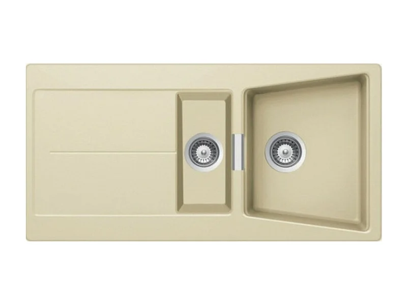 Lavello incasso 2 vasche e gocciolatoio reversibile 100x50 Smeg LC102P colore panna