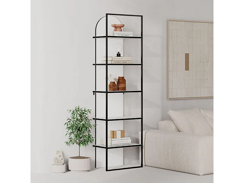 Libreria Archy 5 ripiani colore bianco 53x31.7x180H – Eleganza industriale e spazio funzionale