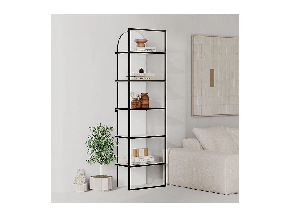 Libreria Archy 5 ripiani colore bianco 53x31.7x180H – Eleganza industriale e spazio funzionale