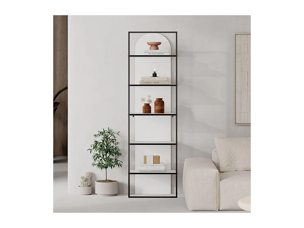 Libreria Archy 5 ripiani colore bianco 53x31.7x180H – Eleganza industriale e spazio funzionale