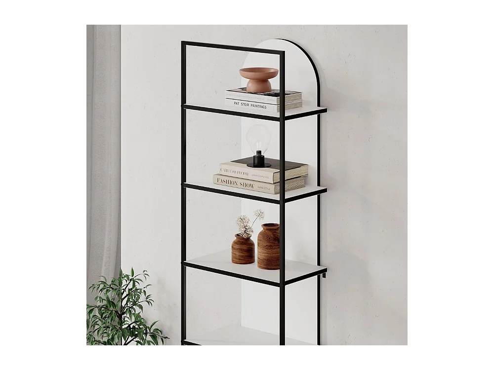 Libreria Archy 5 ripiani colore bianco 53x31.7x180H – Eleganza industriale e spazio funzionale